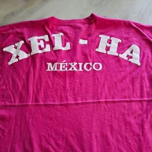 YACHTCLUB Xel-Ha Mexico Long Sleeve V Neck Pink T-Shirt‎ Womens Medium